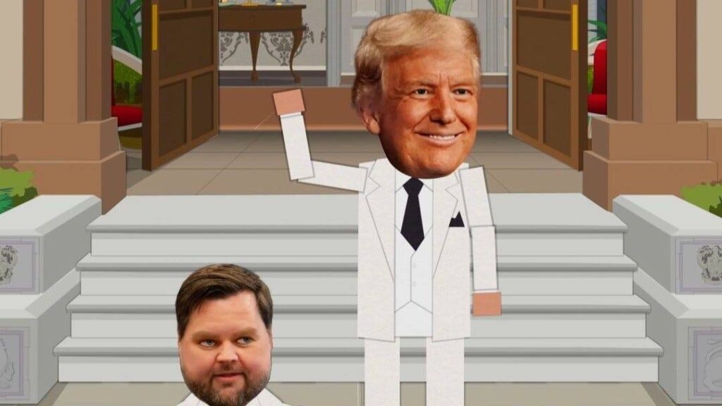 From the inframous South Park Episode featuring Trump's head attached to Colonel Sanders' (from Kentucky Fried Chicken's body) and JD Vance as little person.